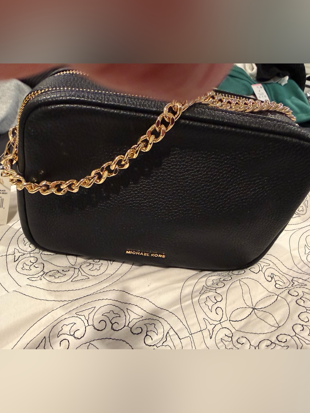 New!! 100% Pebbled leather Bryant Black Michael Kors Gold Crossbody Bag